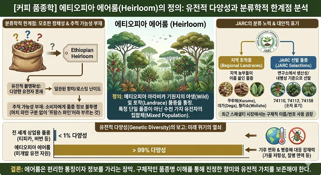 에티오피아 에어룸(Heirloom)의 정의: 유전적 다양성과 분류학적 한계점을 분석하고 설명