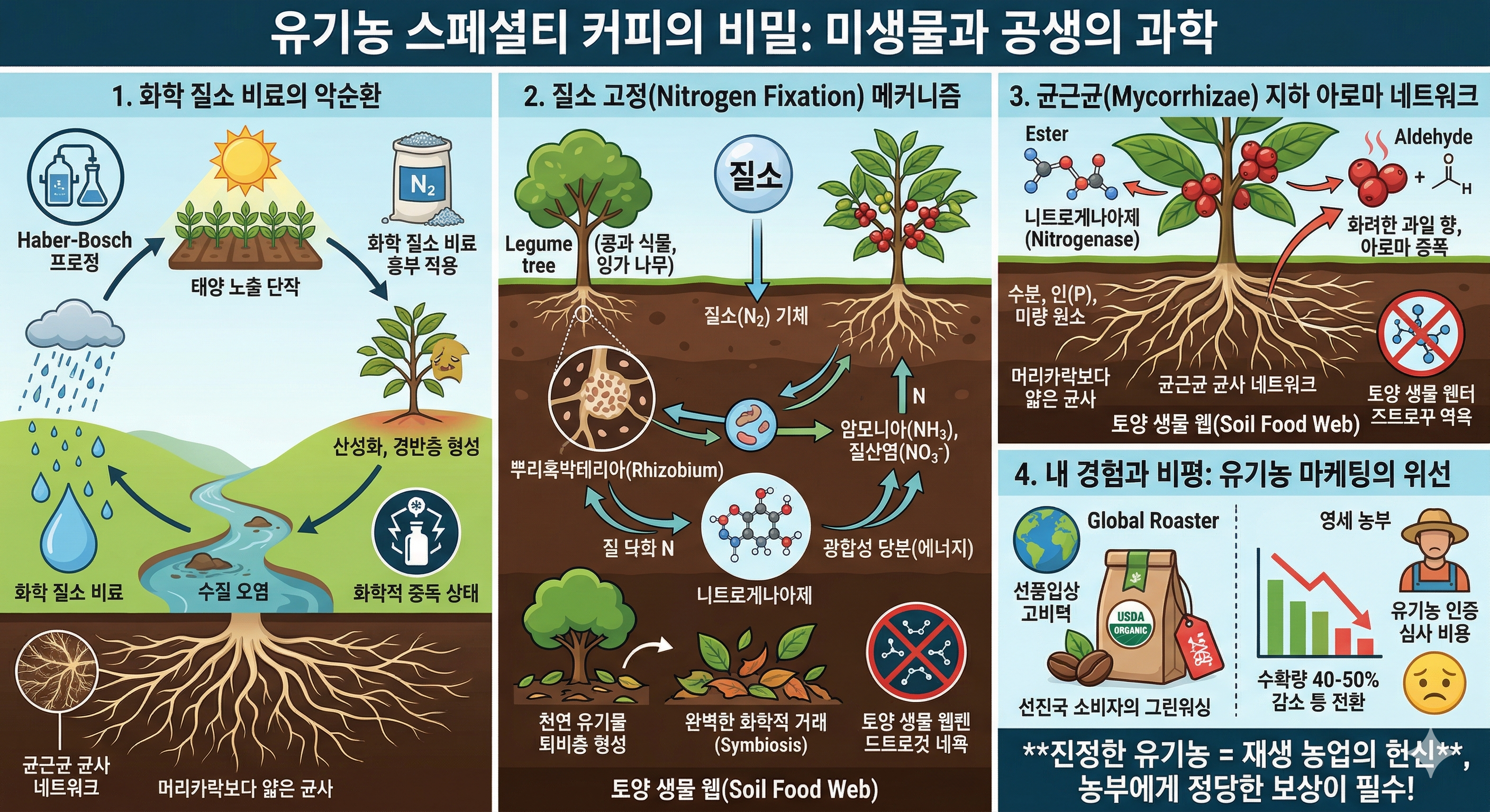 유기농 스페셜티 커피의 비밀: 질소 고정 미생물과 생태학적 비평