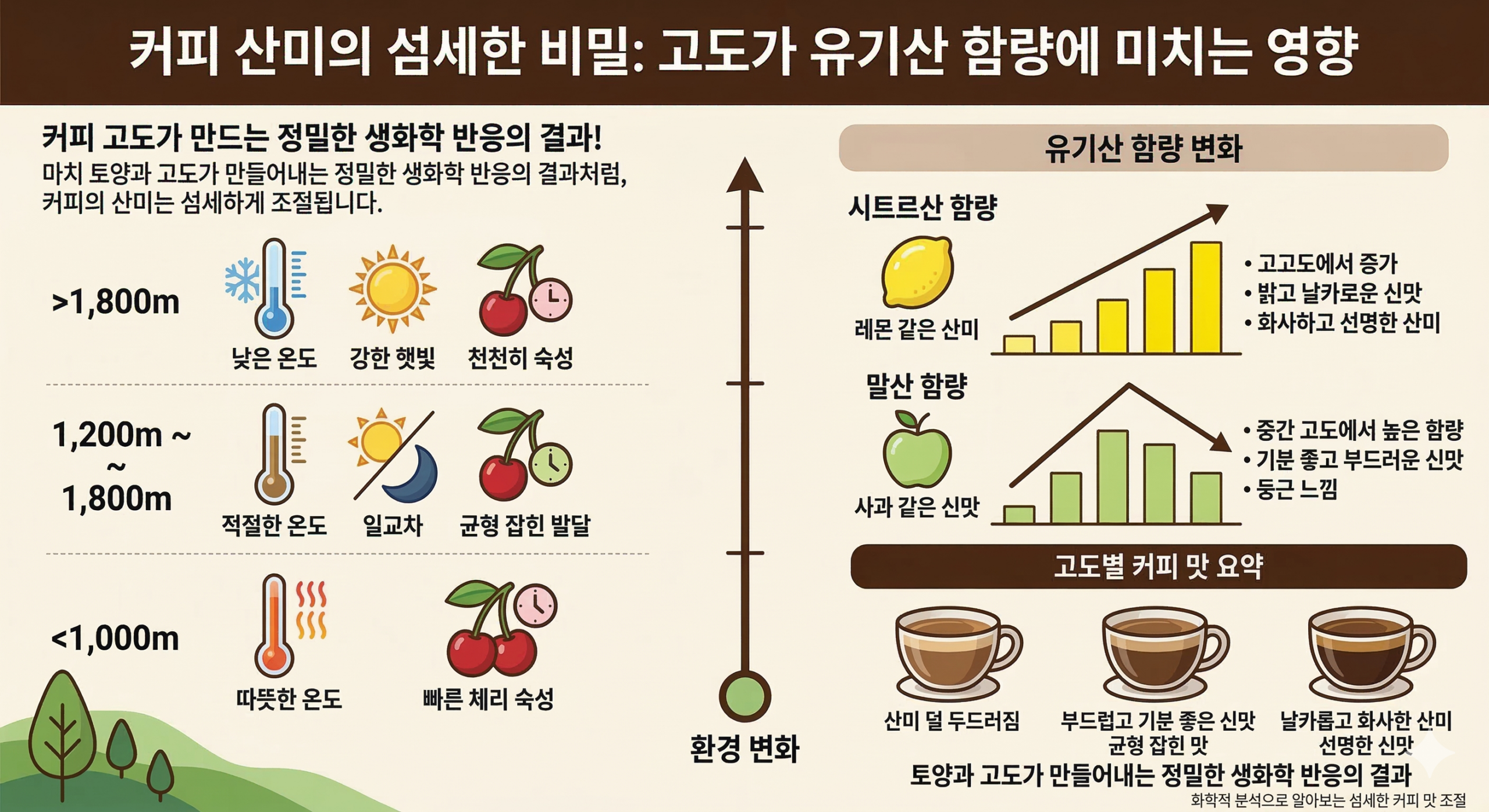 고도가 커피 유기산에 미치는 영향:화학적 분석의 세계