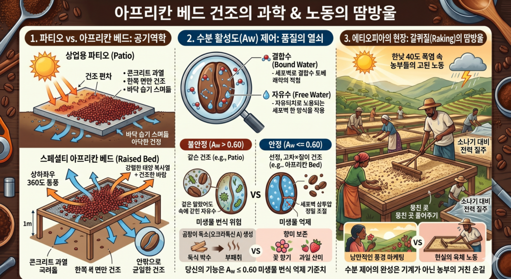 아프리칸 베드(African Bed) 건조 방식의 통풍 원리와 수분 활성도 제어