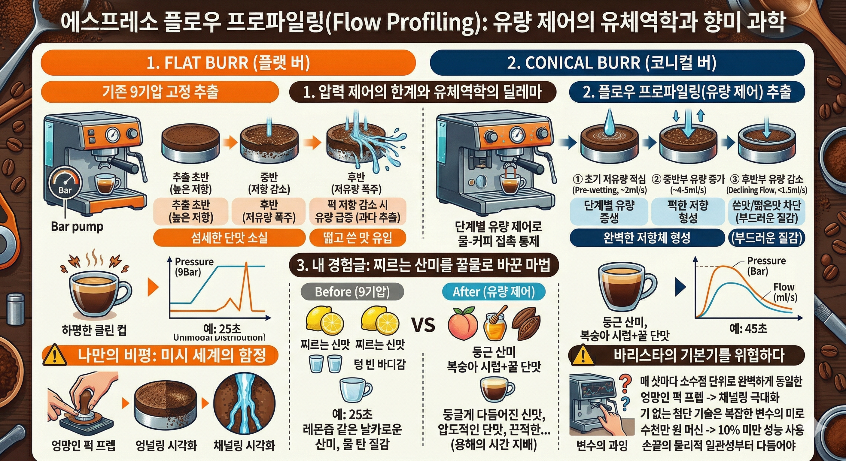 에스프레소 플로우 프로파일링(Flow Profiling): 유량 제어의 유체역학과 향미 과학