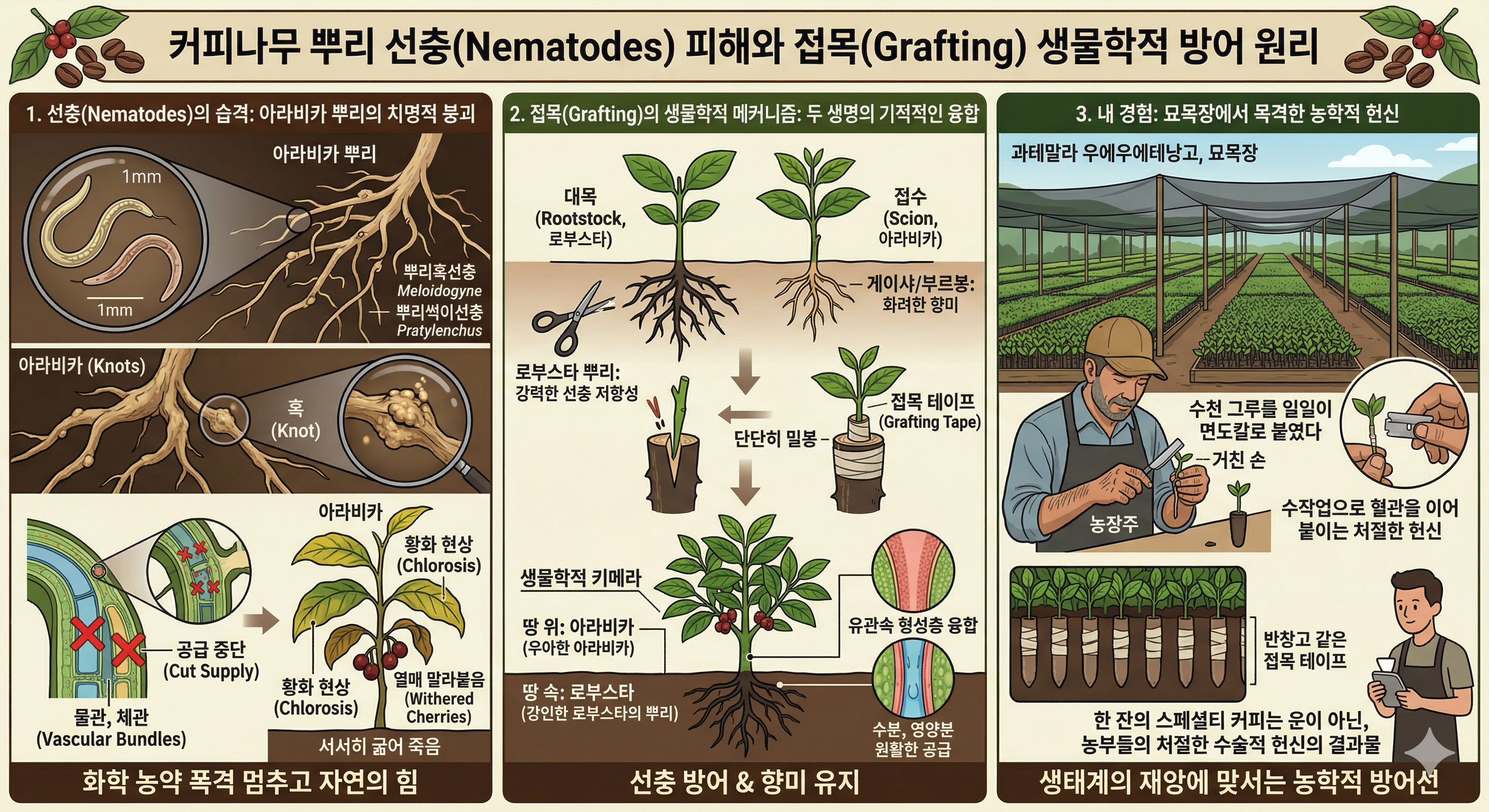 커피나무 뿌리 선충(Nematodes) 피해와 접목(Grafting) 생물학적 방어 원리