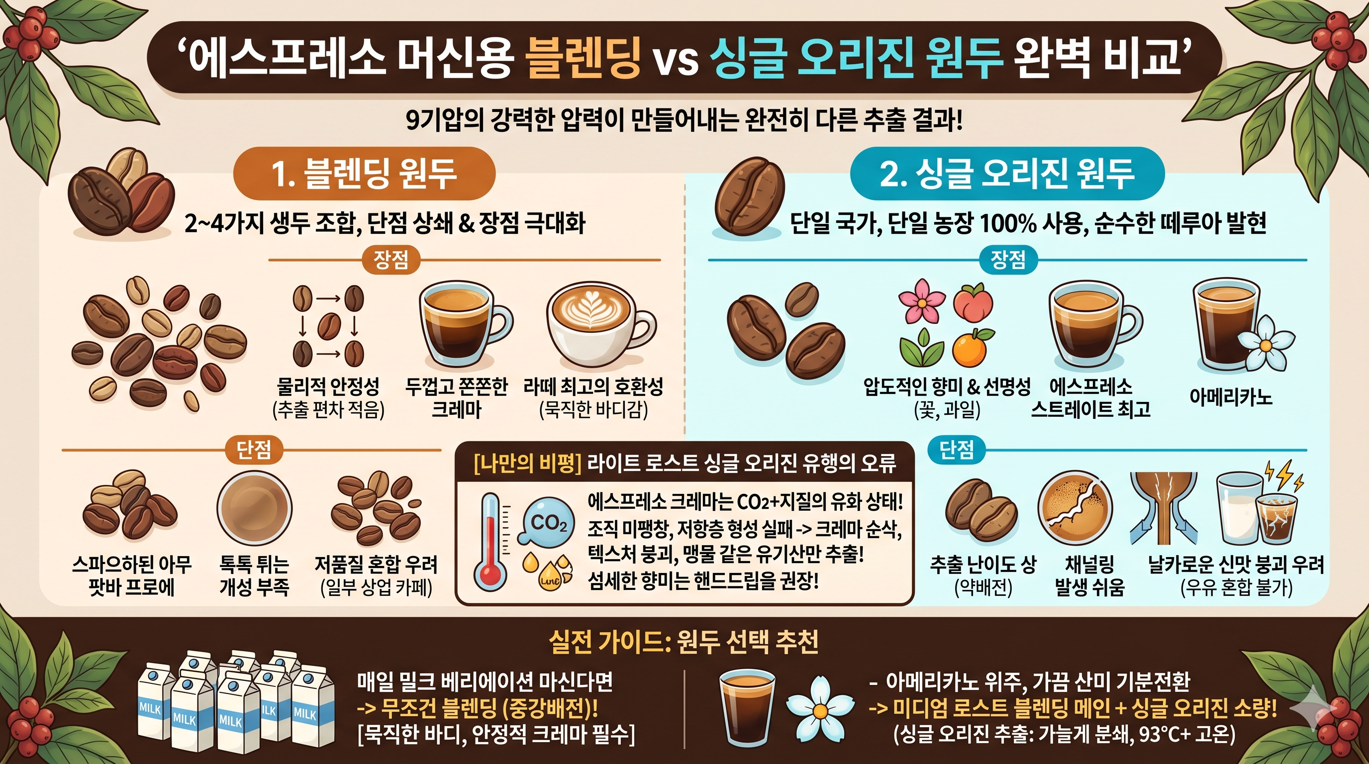 에스프레소 머신용 블렌딩 원두와 싱글 오리진 원두의 장단점 완벽 비교