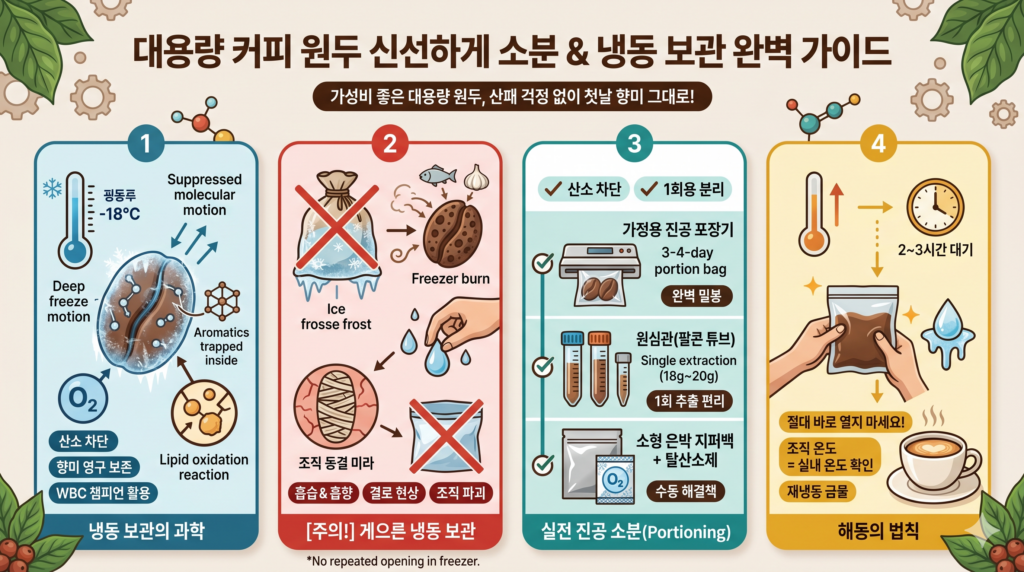대용량 커피 원두 신선하게 소분하고 냉동 보관하는 올바른 방법