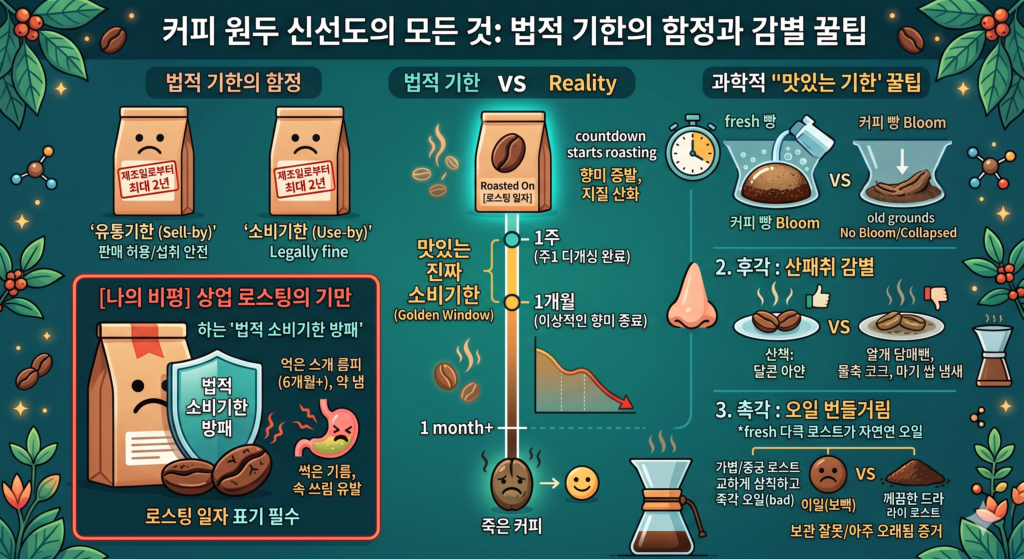 커피 원두 유통기한과 소비기한의 차이, 그리고 신선도 확인하는 꿀팁