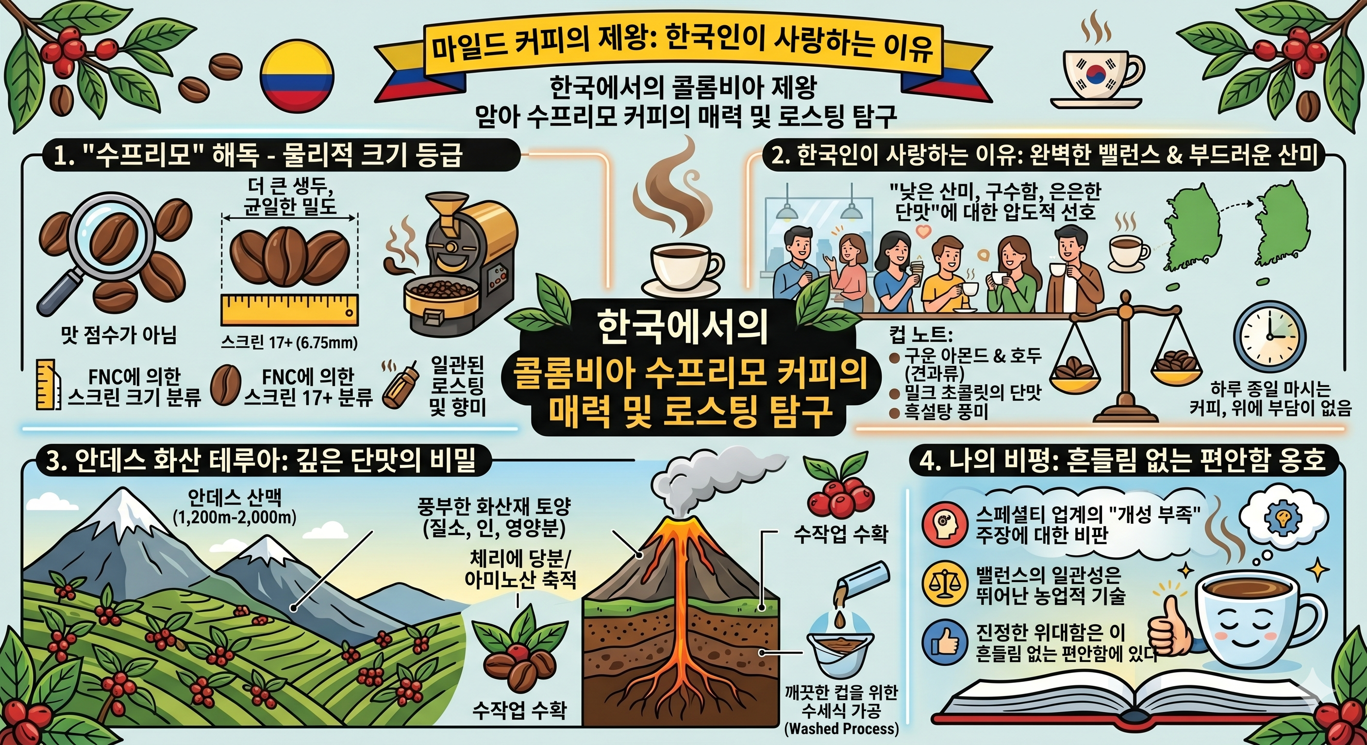 콜롬비아 수프리모 원두가 한국인에게 사랑받는 이유와 추천 로스팅